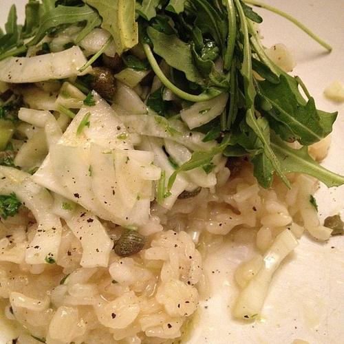Thyme Risotto with Fennel, Caper & Rocket Salad