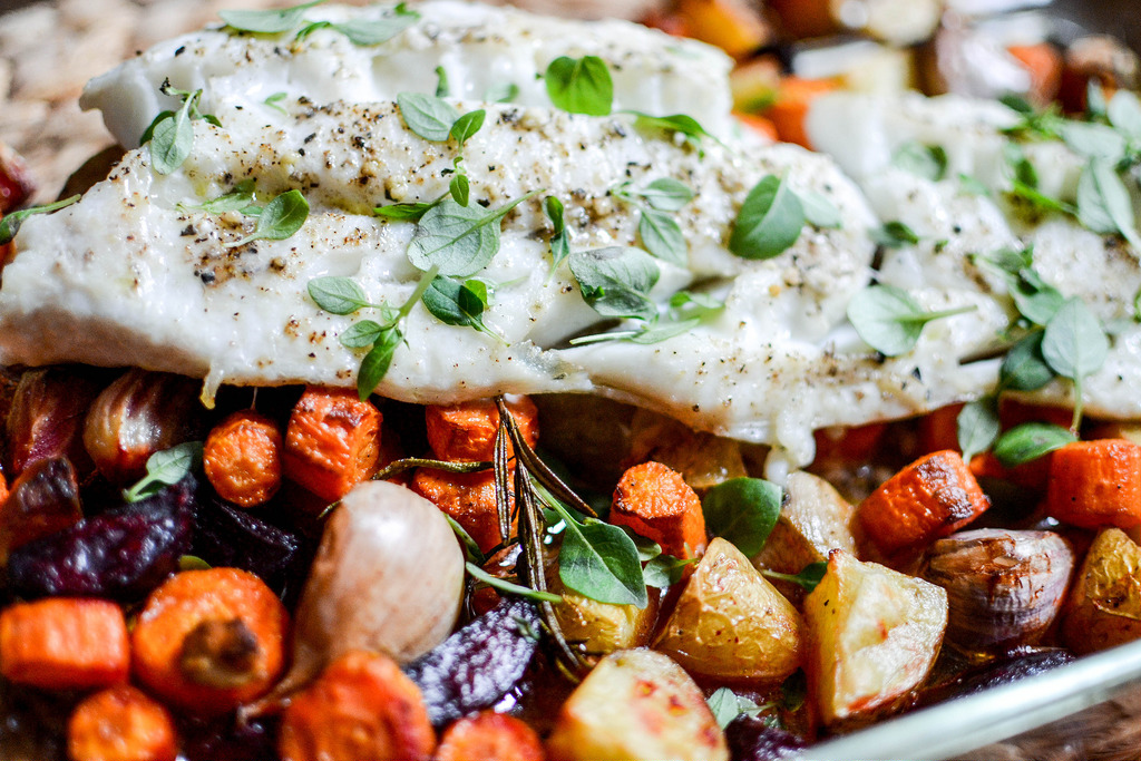 beetroot bake with white fish