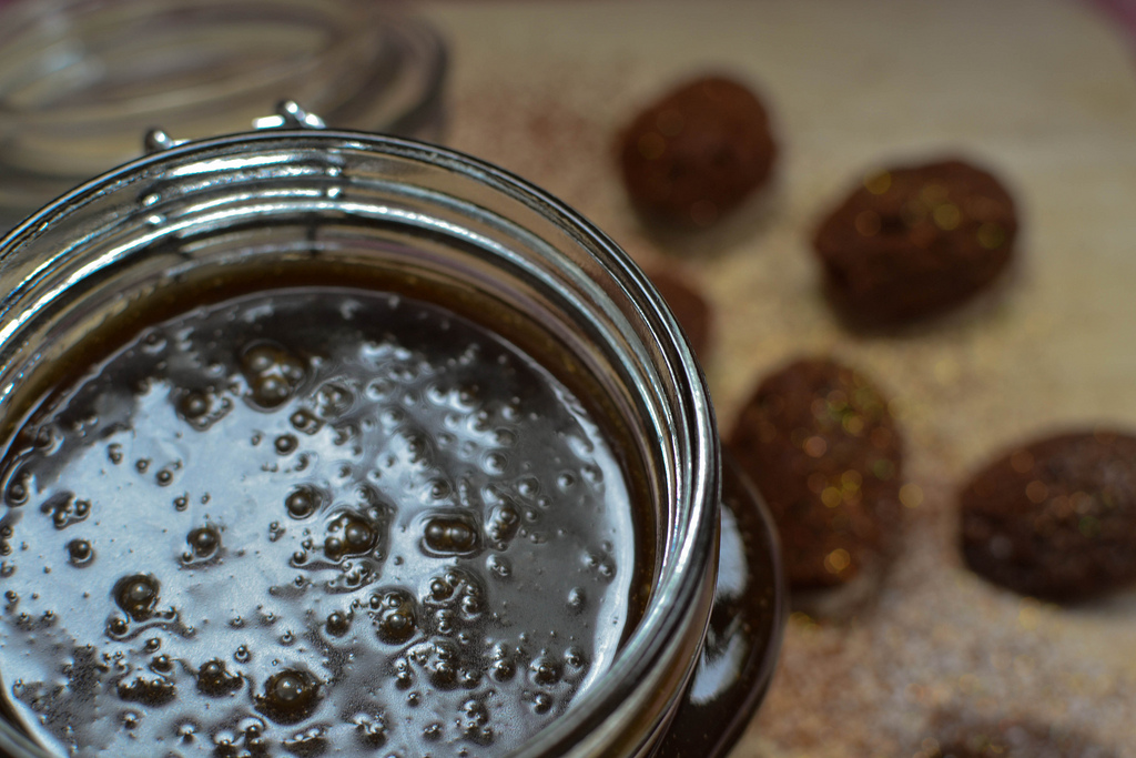 Salted Caramel Sauce with Chocolate Madelines