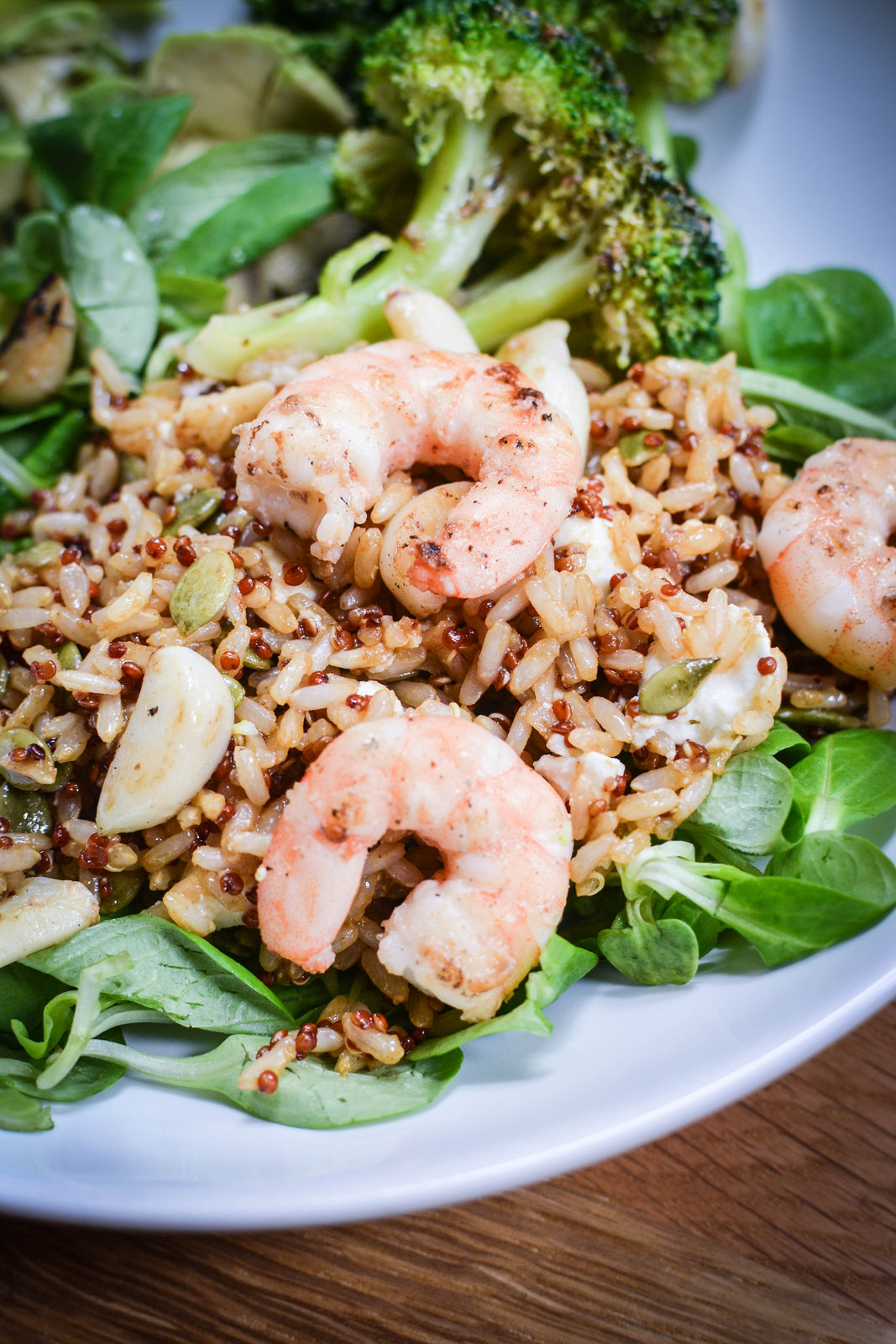 Clearspring Quick Cook Rice and Quinoa with prawns and broccoli